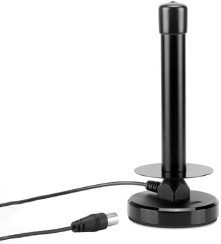 Antenna TV Interna Esterna, Antenna Portatile DVB-T DVB-T2, Base Magnetica, Cavo Coassiale 1.5M (Gain 30dB Ø21mm)
