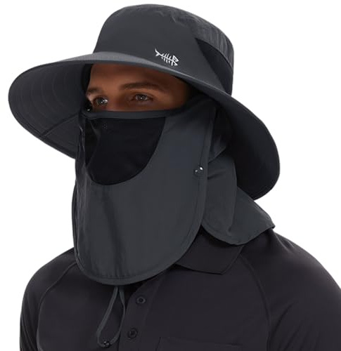 Bassdash Chapeau de Soleil Respirant UPF 50+ avec Couvre-Visage Amovible et Rabat de Cou Chapeau Unisexe à Large Bord résistant à l'eau pour la pêche la randonnée l'extérieur Les Hommes et Les Femmes