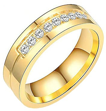 Epinki Ring Damen 6MM, Gold Band Ringe Damenringe Poliert Simple mit Zirkonia Edelstahl Ringe für Paar