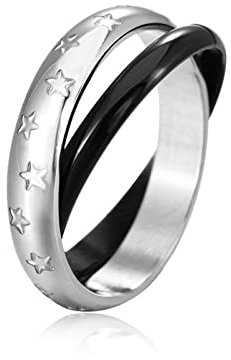 Aotiwe Freundschaftsringe, Ring Herren Schwarz Doppelring Edelstahl Größe 57 (18.1) Vater Geschenk