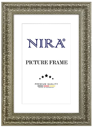 NiRa Massiv Holz Bilderrahmen Barock Rokoko 35 x 90 cm in Alt-Silber | Farbe und Größe wählbar | Rahmen für Poster | Puzzle | Foto collage HD095