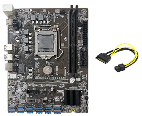 Zunedhys B250C Mining Motherboard + 15-polig auf 6-poliges Kabel 12 PCIE auf USB 3.0 GPU Slot LGA1151 unterstützt DDR4 DIMM RAM für BTC