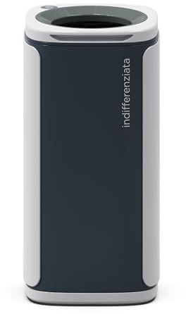 KOBRA Wastee - Papelera de reciclaje de 60 litros, cubo de basura de diseño con imanes, cubo de basura de plástico, papel, vidrio y metal indiferenciado, húmedo para interiores y exteriores, elegante,