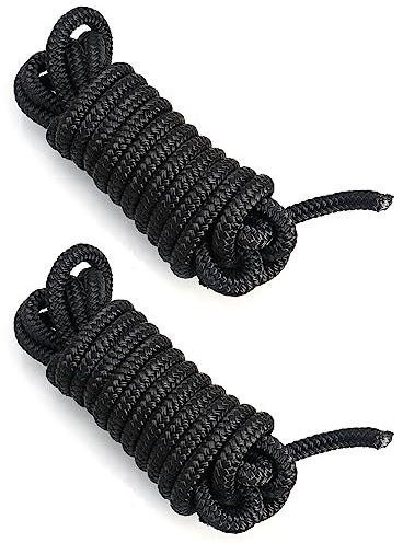 QWORK® Festmacherleine, ankerleine, Seil, Flechtleine, mit 30cm Auge gespleißt, 10mm x 4.5 m, 2 Pack