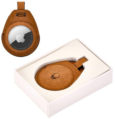 Donbolso Apple airtag Halter - Leder, Markenqualität, fest sitzend, hochwertig, für sicheren Halt und praktische Nutzung - airtag schlüsselanhänger Halter - Braunem