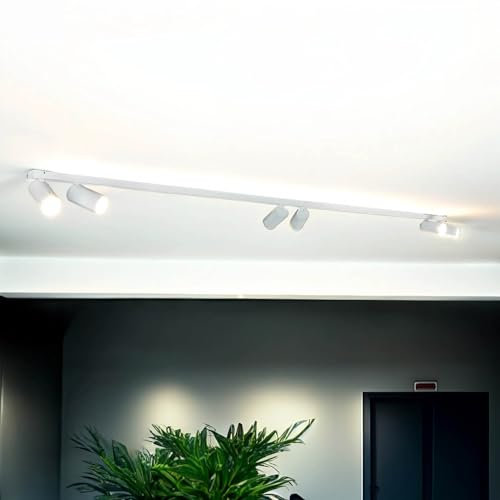 Licht-Erlebnisse Deckenspot Weiß 200 cm lang XXL GU10 6-flammig schwenkbar verstellbar Modern Deckenstrahler Wohnzimmer Deckenlampe Küche