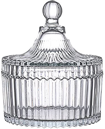 UNbit Sucrier, Bol à Sucre en Verre Cristal avec Couvercle Tasse à Bonbons aux Fruits Salon Bocal à Bonbons Assiette de Fruits secs boîte à Bijoux Bocaux