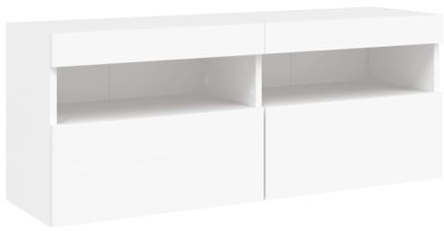 vidaXL Väggmonterad tv-bänk LED vit 100x30x40 cm, väggenhet, väggmonterad TV-enhet, väggmonterat skåp, TV-väggenhet, hängskåp, väggförråd, TV-möbler