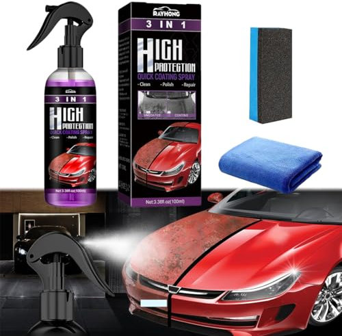 HONGECB High Protection 3 en 1 Voiture, Protection Voiture Crystal Coating Spray, Revêtement en Céramique De Voiture, Auto Coating Spray pour La Protection De La Voiture, 1 Pièce