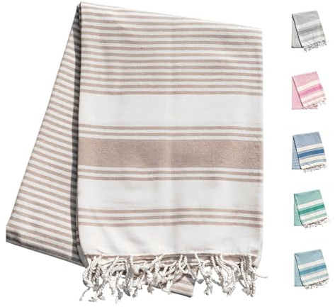 Toalla Playa Grande o Pareo Playa Grande Antiarena 200x140 cm – Toallas Playa, Fouta xxl, Manta Picnic, Toalla Piscina, Manta Para Playa, Suave, Absorbente y Ligera (Beige)