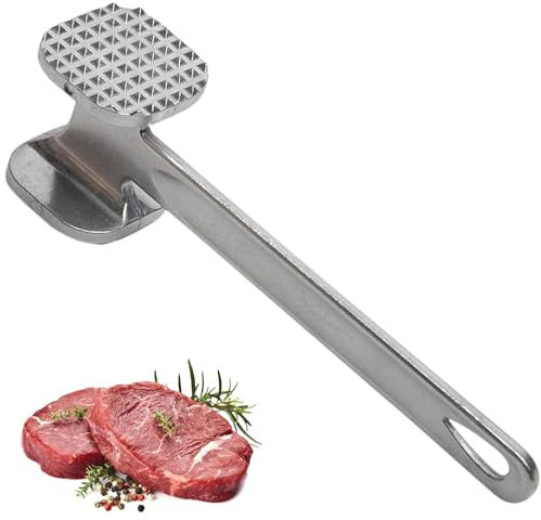 Meat Tenderizer Hammer, Stainless Steel Meat Mallet Kitchen Tool, Double Sided Heavy Duty Teeth Mallet for Steak Chicken Pork Cook Cooking Enthusiasts