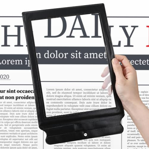 Wanmu 5X Full Page Magnifying Glass for Reading, Bendable Handheld Magnifying Glass, 8.8x6.3 Inch Perfect Visual Perfect Magnifier Perfect for Small Prints, Aging Eyes, Low Vision, and Seniors