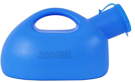 2000 ml Urinale für Männer – Bettpfannenflasche aus dickem Kunststoff für Herren mit Deckel – tragbare Urinflaschen für Männer – Reise-Urin-Auffangbehälter (blau)