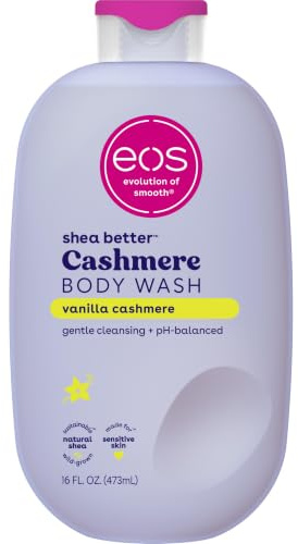 eos Body Wash, Vanilla, Moisturizing Creamy Gel Formula with Shea Butter, Glycerin, Vitamin E, pH Balanced, Sensitive Skin, Vegan, 16 fl oz
