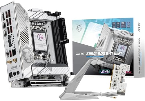MSI Carte mère MPG Z890I Edge TI WiFi, Mini-ITX, prend en charge les processeurs Intel Core Ultra (série 2), LGA 1851-110A SPS VRM, DDR5 Memory Boost (8600+ MT/s OC), PCIe 5.0 x16, M.2 Gen5, Wi-Fi 7