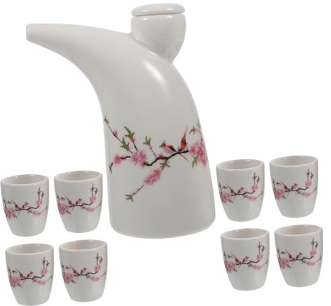 HOLIDYOYO Set Di Bollitore E Tazze Per Sakè in Ceramica Stile Tradizionale Giapponese Per Sakè Vino O Tè