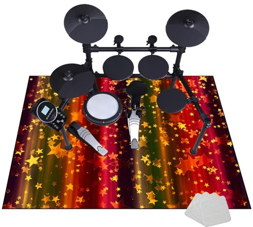 JaevKwzy Drum Teppich, Schlagzeug Teppich Schallschutz, 200 x 160 cm Schallschutzmatte, rutschfeste Trommel Teppiche, Professioneller rechteckiges Elektronisches Jazz Schlagzeug Kit