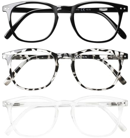 COJWIS Lesebrille 3er Pack Herren Damen Brille Runder Rahmen Blaulichtfilter Federscharnier Leser Schwarz/Schildpat Brillen (Schwarz Schildpatt Durchsichtig, 3.50, x)
