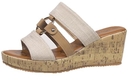 Dasongff Sandales Orthopédiques Femme Talon été Confortable Compensées et Mules Pour Floral et nu-pieds Chaussures Randonnée Bloque Les Couleurs Cuir Souple Antiderapant Plage Chausson Piscine