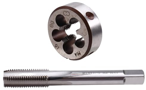 Ohulelks Gewindeschneider-Set, M14 x 1,5, Hochgeschwindigkeitsstahl, Gewindeschneider, Hülse für Werkzeugmaschinen, Innen- und Außengewinde, 2 Stück