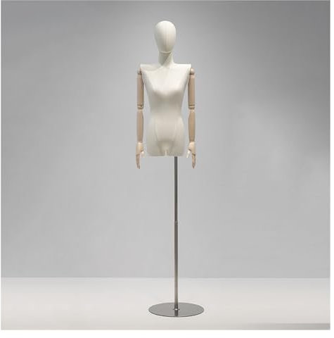 ZJFHEYUO Schneiderpuppe, weiblicher Torsokörper, Schneiderpuppe mit Armen und Kopf aus Holz, Schaufensterpuppenkörper für Kleiderständer, Höhenbereich 119,4–190,5 cm mit Ständer