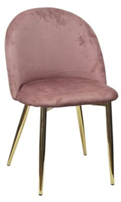 WS DESIGN Sedia Velvet in Velluto Rosa Antico Gambe Robuste Effetto Oro