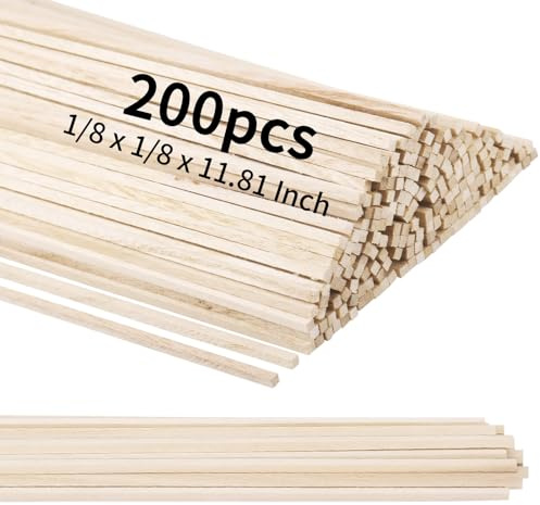 200 Pcs Square Wooden Sticks Dowels, 300 * 3 mm Unfinished Natural Wooden Sticks, Candy Floss Cotton Candy Food Grade Wood Sticks, Rods Hardwood Sticks for Crafts and DIY (Square)