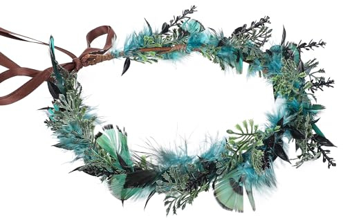 Blauer Blumenkranz für Frauen und Mädchen: Elfen, Feen Kostüm Accessoires für Faschingskostüme, Karneval, Geburtstag, Hochzeitsfeier und Fotoshooting