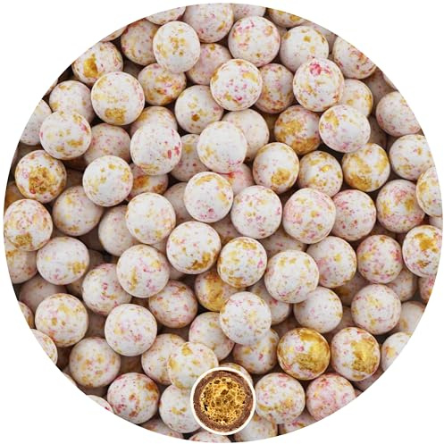EinsSein 0,35kg Crispy Schokoperlen weiss-rosa-gold splashed | Gastgeschenke Hochzeit, Taufe, Kommunion, Konfirmation Weihnachten perfekt für Reagenzgläser | Alternative für Schokolinsen,