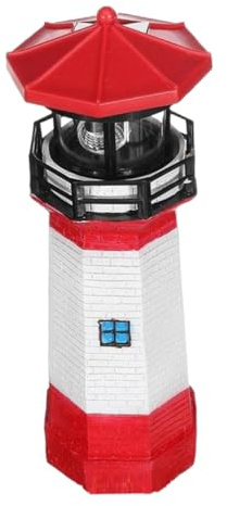 HIAKDOFT Lampada Solare LED da Giardino Faro Rotante in Materiale Decorazione Esterna per Cortile e Prato Risparmio Energetico Design Creativo Rosso e Bianco Luce Paesaggistica per Esterni