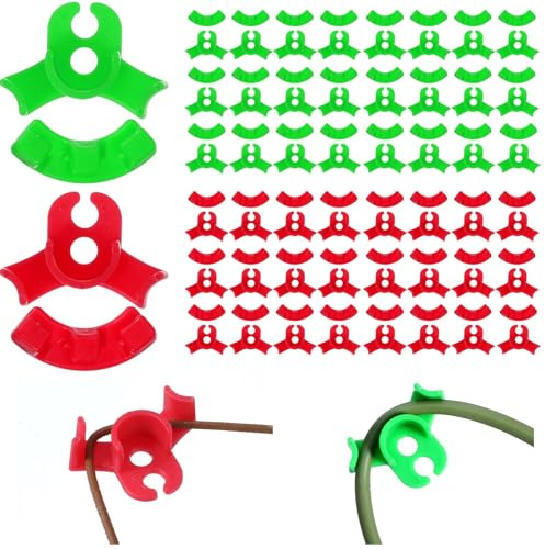 guduling 60 Stück Pflanzenbieger Lst Clips, Pflanzen Bieger Clips, 90 Grad Plant Bender, Kunststoff Plant Training Clip für Biegen von Pflanzenstämmen Ändern der Wuchsrichtung (Rot,Grün)