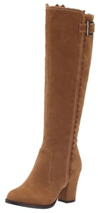 TOYANDONA Botas Altas de Invierno para Mujer Botas Largas de Caña Alta Tacón Alto Color Marrón Claro Suela Antideslizante y Material Hipoalergénico Ideales para Otoño E Invierno Talla
