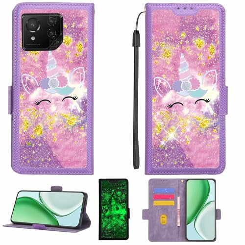 Kinetijy Coque Compatible pour ASUS Rog Phone 8 Pro Coque Étui Housse Case Support [avec Film Protecteur HD d'une dureté de 9H] [Blocage RFID][Paillettes dorées + Brillantes] LPT-DJS
