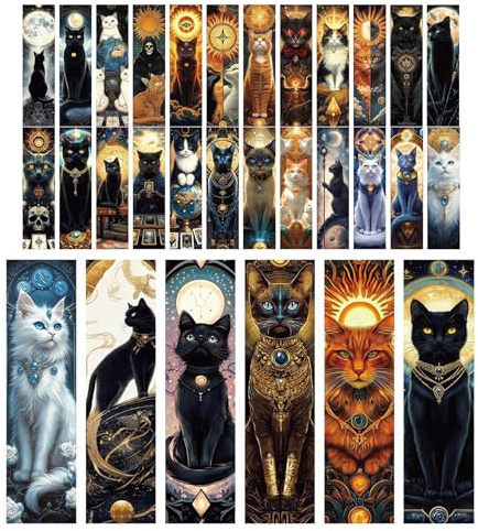 YIMINGOUFEI 30 bokmärken med katt- och tarotmotiv, 15 x 4 cm