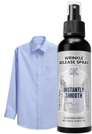 Klädsel, rynkborttagare, spray – strykfri utjämningsspray | tygfräschare – skötsel för skjortor, klänningar, kostymer, kjolar, resevänlig textilvård, lösning för, lägenhet, semester