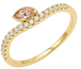 NOELANI - Damen Ring 925 Silber - Vergoldet/Golden - mit Zirkonia und Preciosa