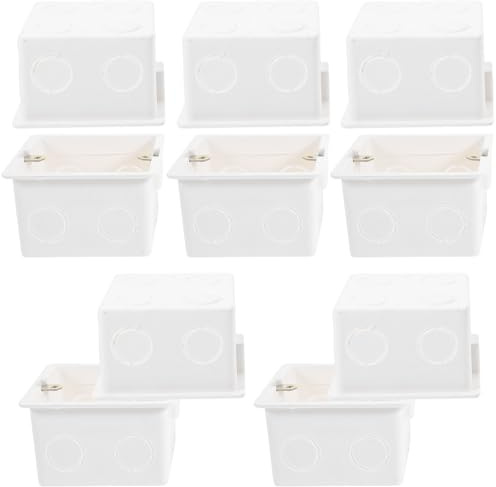 SHERCHPRY Scatola Elettrica da Parete Tipo 86 in Pvc Bianco Resistente alla Pressione, 10 Pezzi, Scatola Incasso Quadrata Sicura per Installazione Prese a Muro Colore Casuale