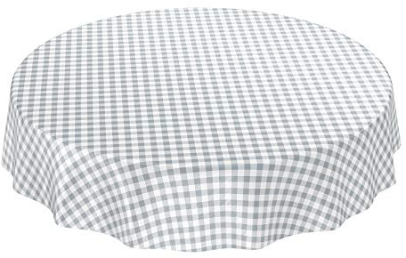 ANRO Wachstuchtischdecke Wachstuch Wachstischdecke Tischdecke Wachstuchdecke Karo Kariert Grau Rund 120cm abwaschbar wasserabweisend Gartentischdecke Meterware pflegeleicht Lotuseffekt
