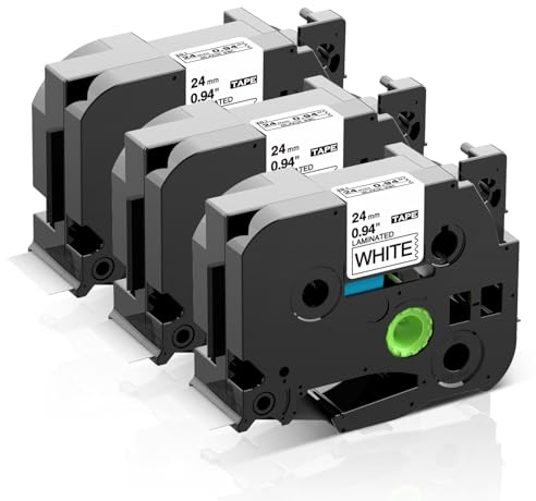 COLORWING TZe-251 24mm kompatibel für Brother P-touch Schriftband TZe251 | TZ-251 Laminiert Etikettenband für Brother Ptouch Cube P710BT D610BT P700 P750W 2430 Beschriftungsgerät, Schwarz auf Weiß