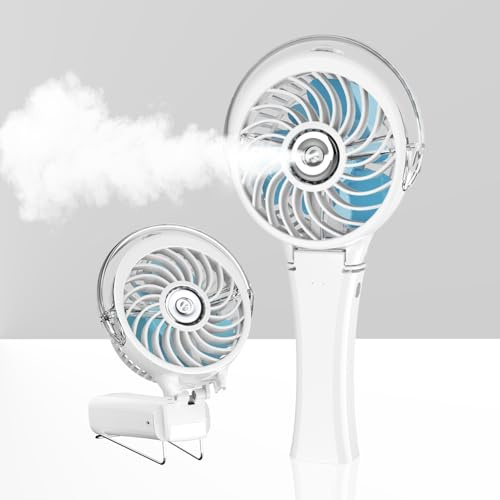 HandFan Upgraded Portable Handheld Misting Fan, Rechargeable Personal Mister-Fan, Battery Operated Spray Water Mist-Fans, Foldable Mini Cooling Hand Fans for Beach Travel Outdoors