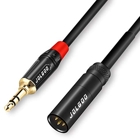 JOLGOO Mini XLR maschio a cavo audio stereo da 3,5 mm, mini XLR maschio a 3 pin a jack TRS da 1/8, per videocamera BMPCC 4K Video Assist 4K Sharp 8K, 2 metri