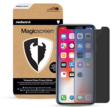 MediaDevil Screen Protector for iPhone 12 and iPhone 12 Pro (6.1) - Tempered Glass Privacy Security Filter with Easy-Installation Positioning Frame (2-Pack)