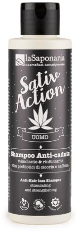 La Saponaria | Shampoo Anti caduta, Shampoo eco bio contro la caduta dei capelli ad azione stimolante e rinforzante a base di Caffeina e Prebiotici di Cicoria, 150ml