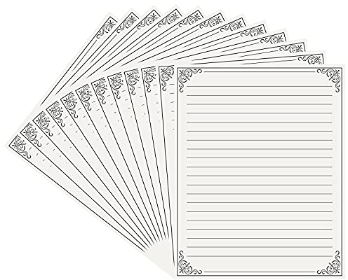 Belle Vous Gammeldags Kontors Skrivpapper (48 Pack) – 28 x 21,5 cm – Brev Storlek Linjerade Blad – Kräm Papper Uppsättning för Brevskrivning, Hantverk, Inbjudningar, Dikter m.m.