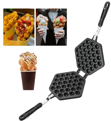 MAOPINER Gofres de burbujas Pan Waffle Cake Mold Pot antiadherente doble cara huevo gofrera para desayunar almuerzo hogar cafetería restaurante pastelería
