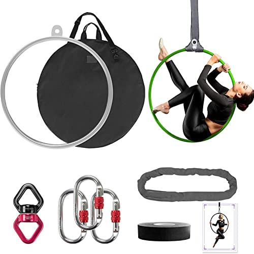 DASKING Aerial Hoop,Lyra Hoop Set in acciaio inox 85cm/90cm Single Point Hoops Circus per principianti professionisti,Aerial Ring Kit con custodia per il trasporto,attrezzatura da yoga Aerial (660LBS)