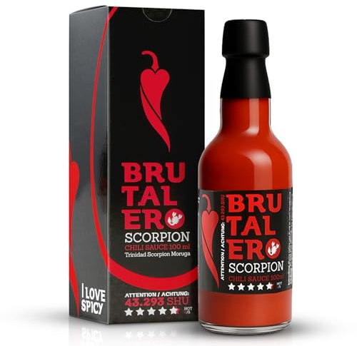 Brutalero Scorpion 100 ml – Sauce Piquante 43 293 SHU – 80 % Piment – Fermentée Artisanale avec Embout Doseur – Pour Barbecue & Cuisine Quotidienne