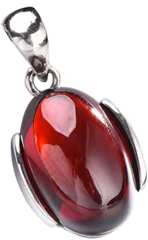 Onsinic Mujeres 1pc Rojo Granate Colgante De Regalo De Joyería 925 Collar De Plata Colgante Piedras Naturales para Girl
