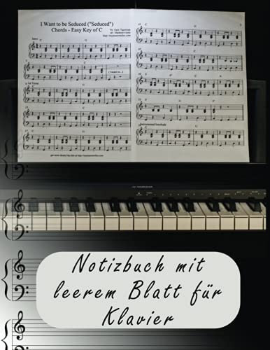 Notizbuch mit leerem Blatt für Klavier: Leere notenblätter auch für Kinder und Anfänger geeignet, Notenheft für Kinder und Erwachsene, 6 Notensysteme 110 Seiten (21,6 x 27,9cm)
