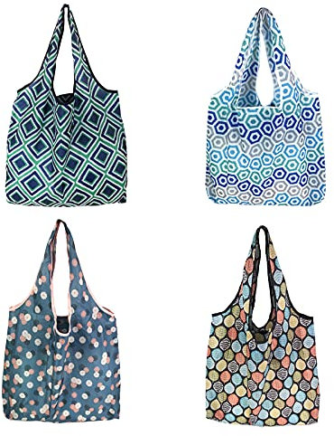 Kytpyi zusammenklappbare einkaufstasche, 4 stück wiederverwendbare einkaufstüten einkaufsbeutel faltbar einkaufsbeutel faltbar groß mehrwegtasche tragbare einkaufstasche für den täglichen gebrauch